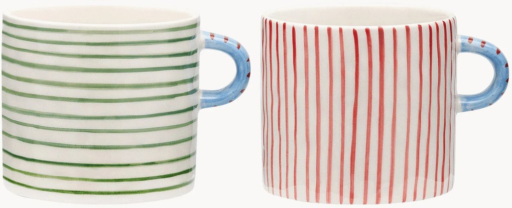 Handbeschilderde XL-bekers Stripe Affair, 2-delig