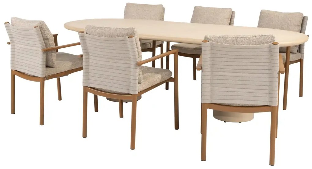 4 Seasons Outdoor Safina tuinset amber met Hampton tafel met keramisch blad 240 x 105 cm Tuinset   beige weerbestendig