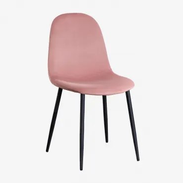 Set Van 4 Glamm Eetkamerstoelen Zwart & Fluwelen Blush & Terciopelo - Sklum