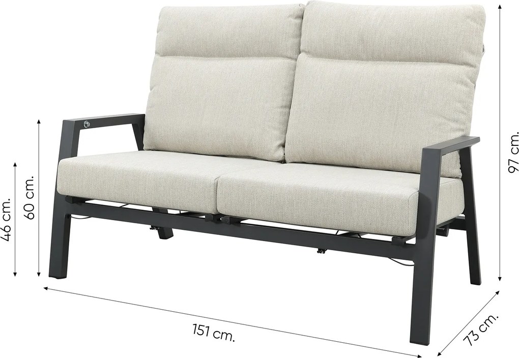 Lagos/Milford stoel-bank loungeset 4-delig verstelbaar