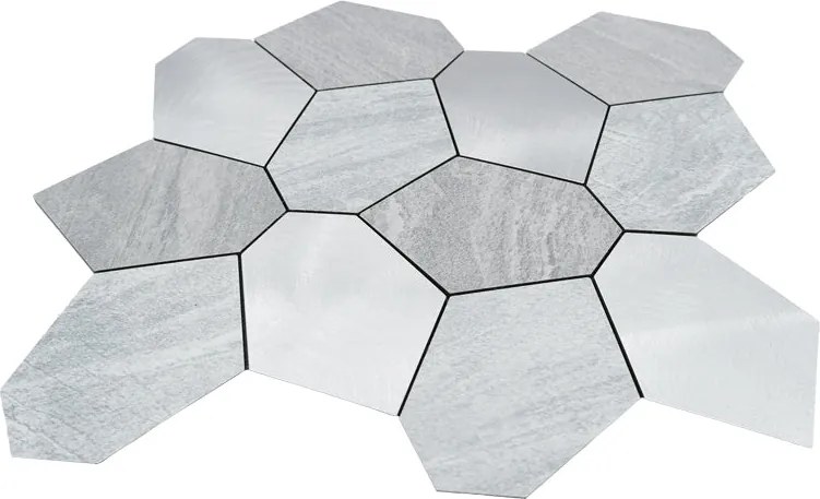 Zelfklevende Mozaïektegels Metaal | Polygoon Zilver | 30×26,2 cm | Keuken, Bad & WC