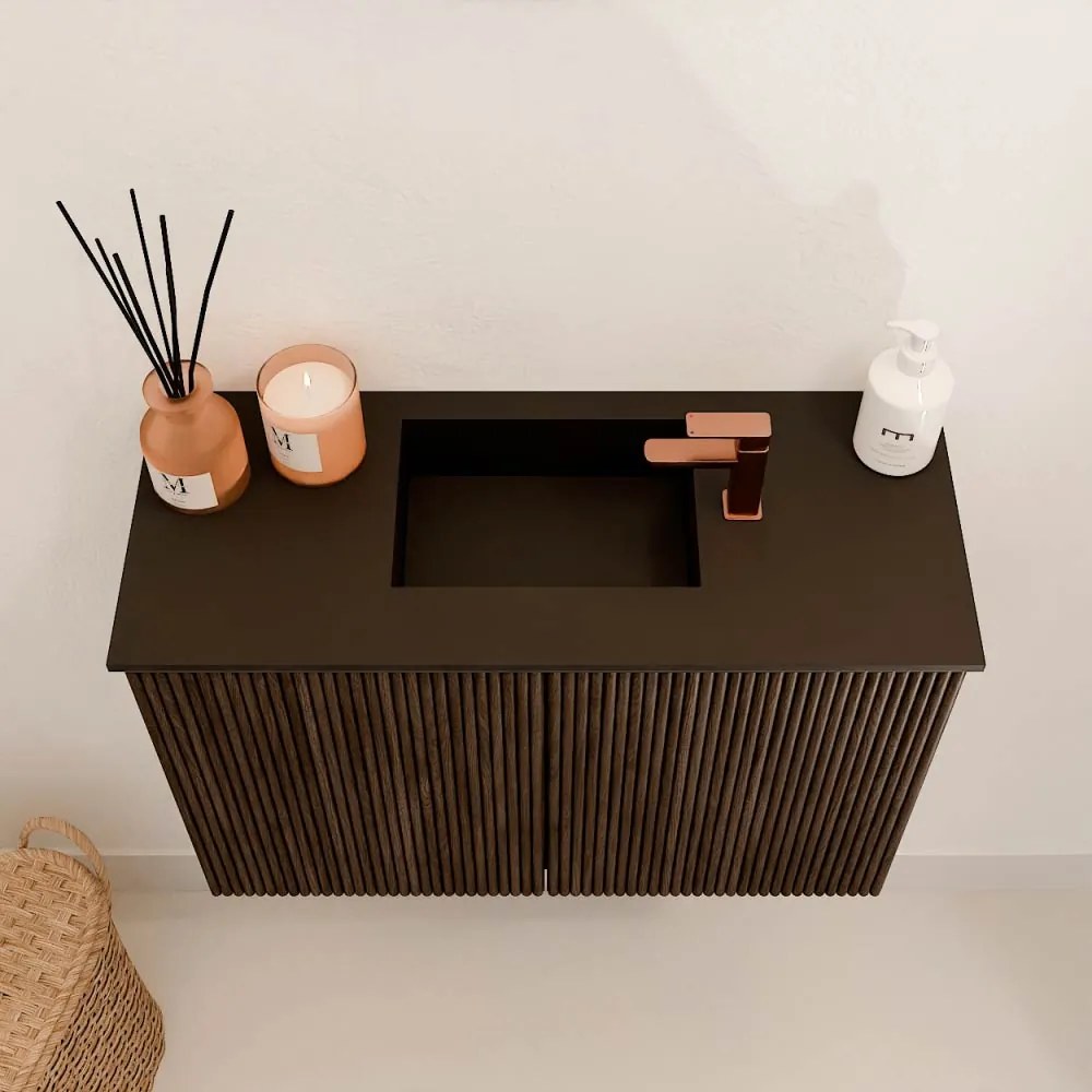 Mondiaz Joya 60cm toiletmeubel walnut met wastafel faye midden 1 kraangat urban