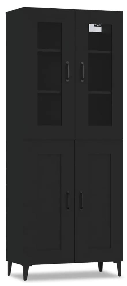 vidaXL Hoge kast 69,5x34x180 cm bewerkt hout zwart