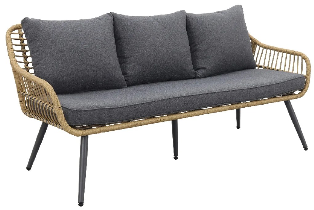 Garden Impressions Margriet stoel-bank loungeset - Natural rotan/Mystic Grey - 5 delig