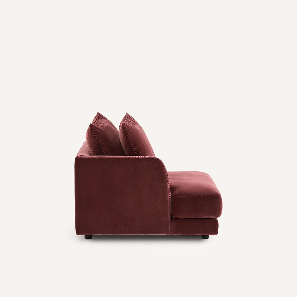 Halve bank links, modulair, van fluweel, TIBERIO
