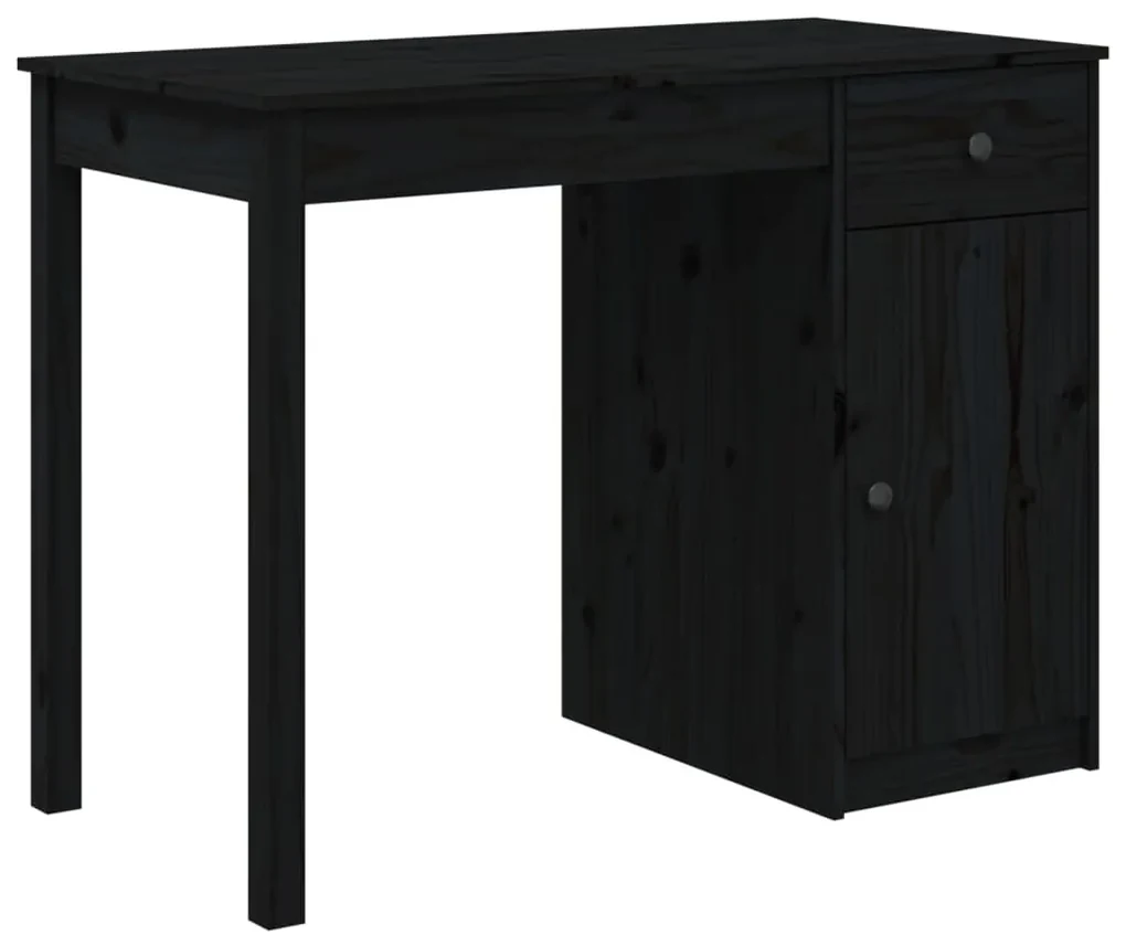 vidaXL Bureau 100x50x75 cm massief grenenhout zwart