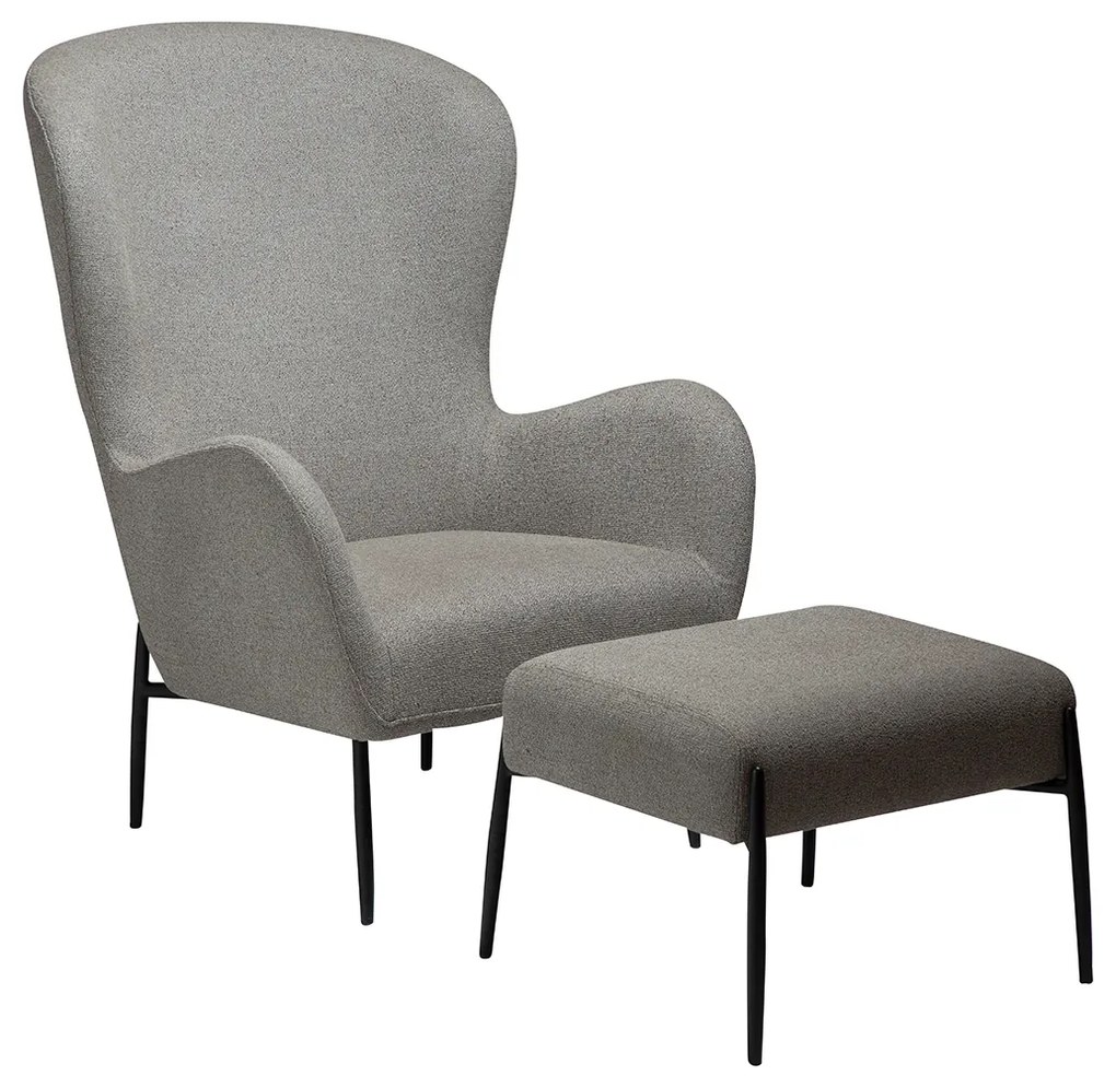 Dan-Form Glam Fauteuil Grijsbruin Boucle Met Hoge Rugleuning