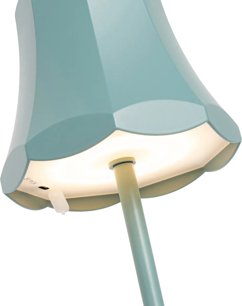 Retro tafellamp mineraal blauw oplaadbaar IP44 - Granny