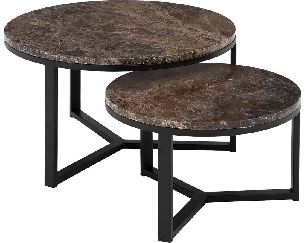 Goossens Excellent Salontafel Enza rond, marmer bruin, elegant chic, 80 x 42 x 80 cm