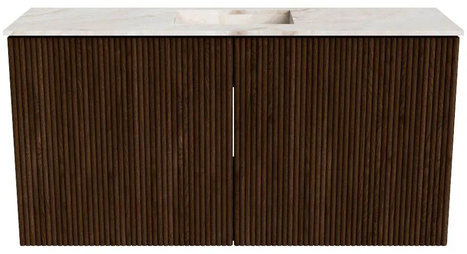 Mondiaz Joya DLux 80cm toiletmeubel walnut met wastafel faye midden zonder kraangat frappe