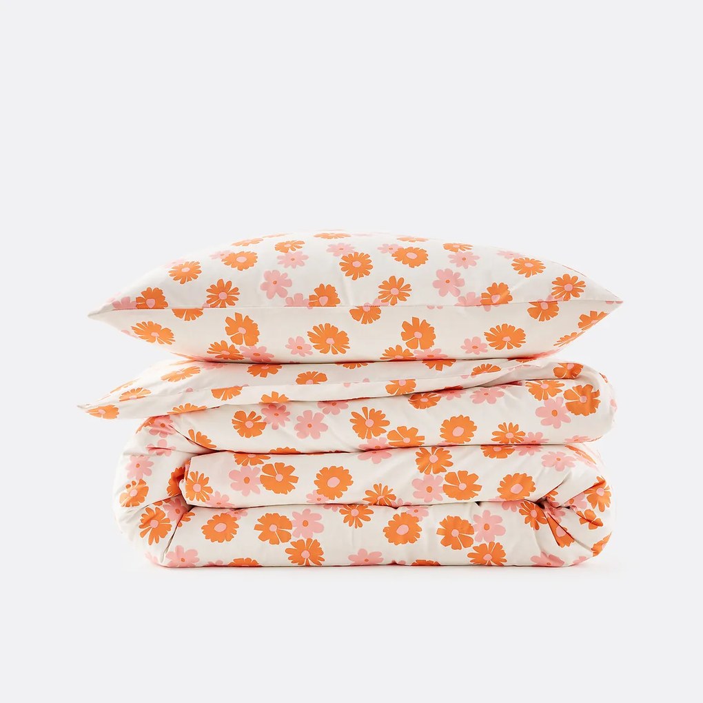 Kinderbedset 50% gerecycled katoen, vierkante kussensloop, Marguerite