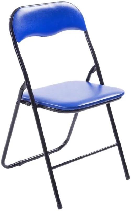 Moderne klapstoel, keukenstoel FELIX - kunststoffen stoel met beklede zit en rugleuning - blauw/zwart