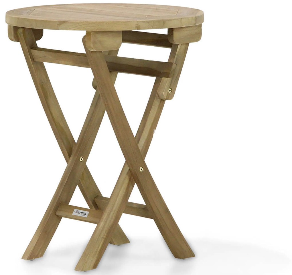 Tuintafel Rond 60 cm Teak Old teak greywash Derby inklapbare