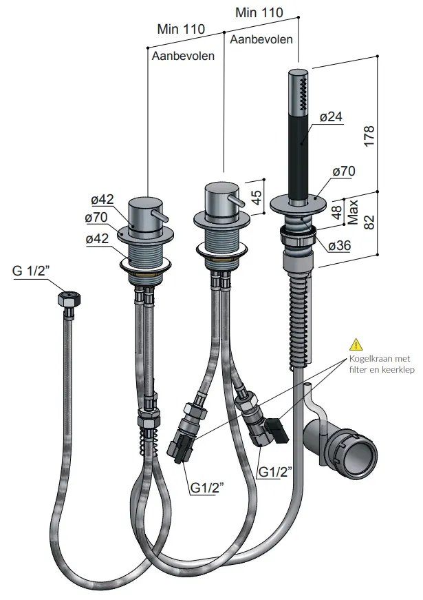 Hotbath Cobber badrandcombinatie zonder uitloop CB075 zwart mat