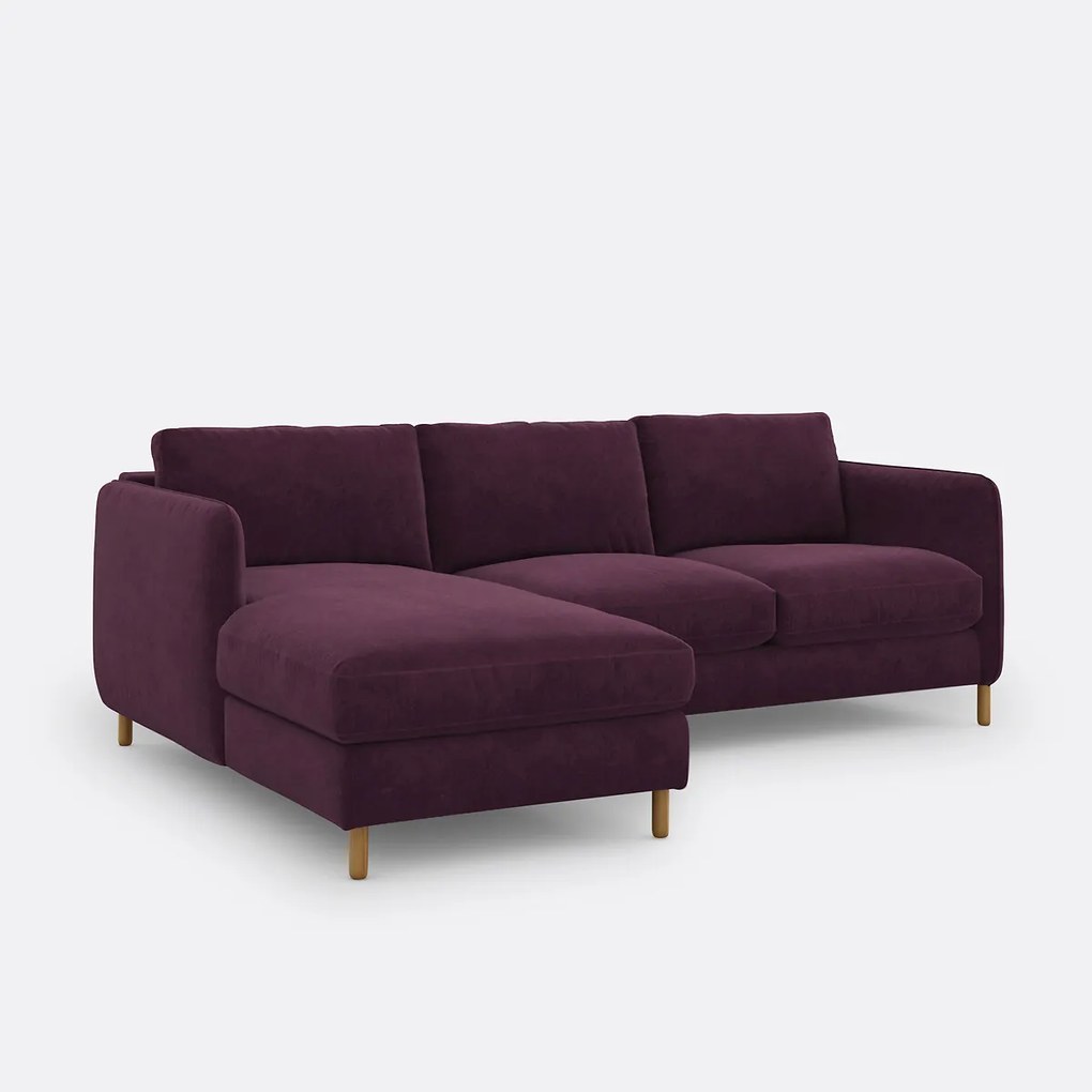 4-zits hoekbank links in fluweel, LOMÉO