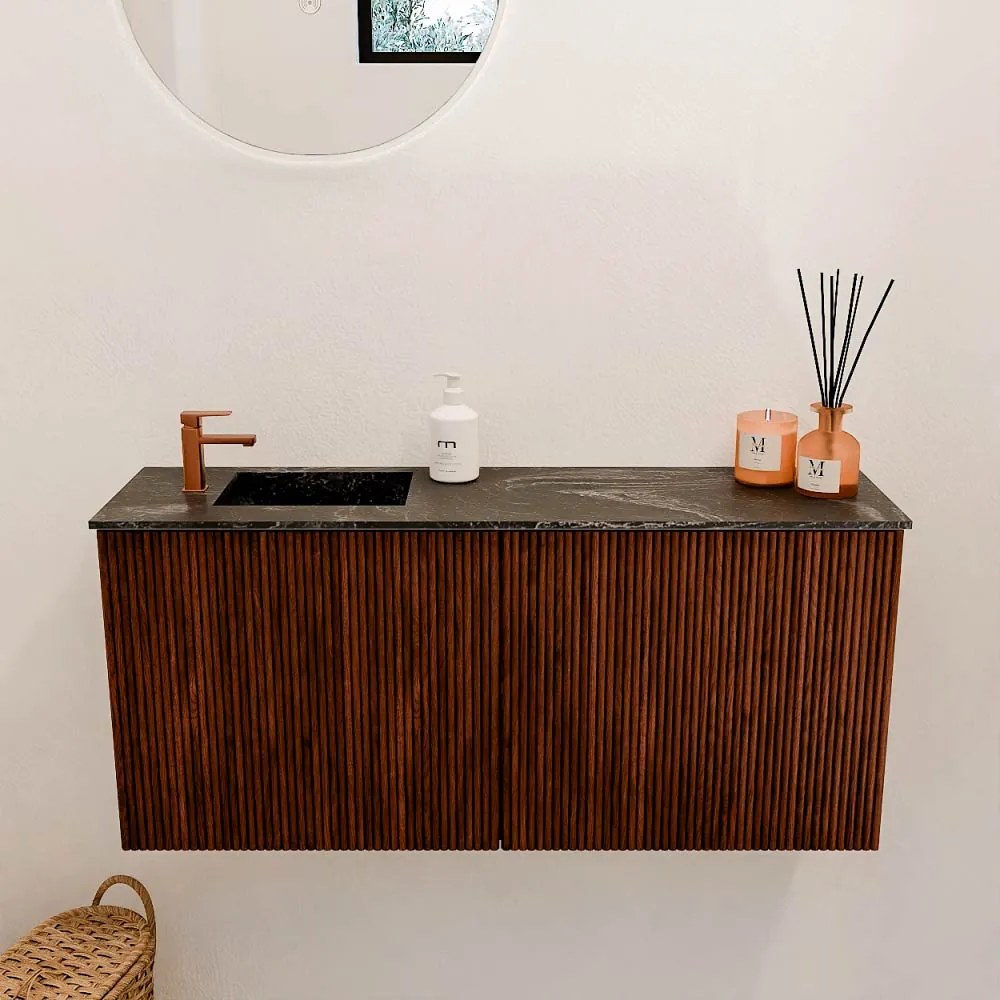 Mondiaz Joya DLux 90cm toiletmeubel ruby met wastafel faye links 1 kraangat lava