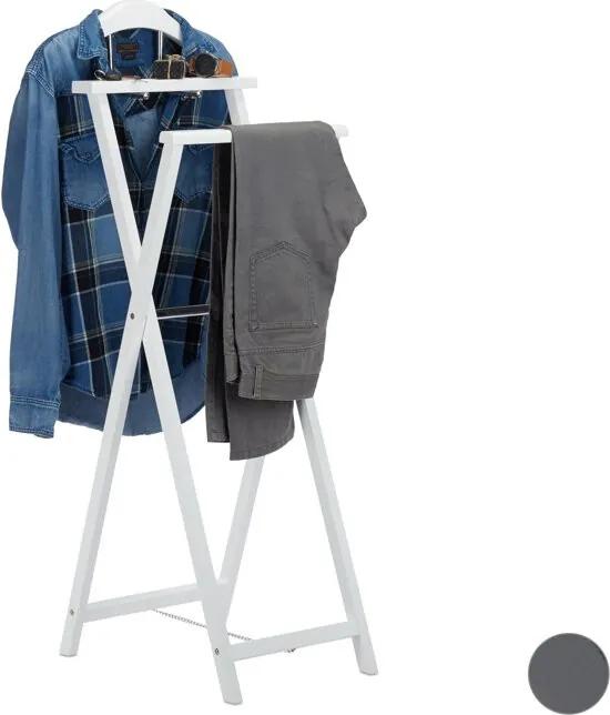 Dressboy hout - kledingrek vouwbaar - kledingstandaard - klapbaar - landelijk wit