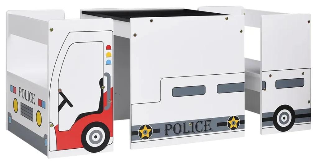 vidaXL 3-delige Kindertafel- en stoelenset politieauto-ontwerp MDF