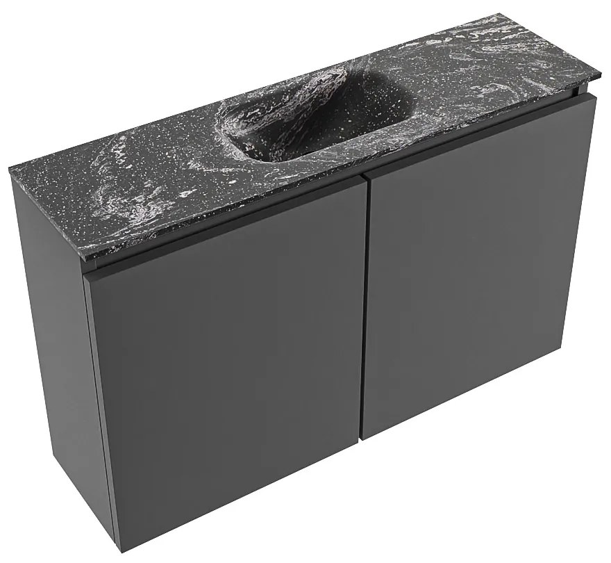 Mondiaz Ture DLux toiletmeubel 80cm dark grey met wastafel lava midden zonder kraangat