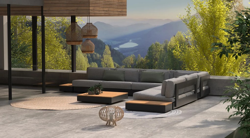 4 Seasons Outdoor Ibiza platform hoekbank XL * SALE * Loungeset houtkleur weerbestendig