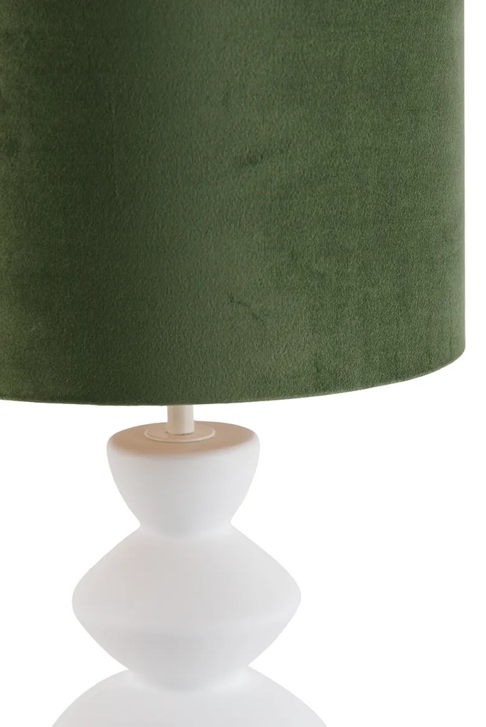 Design tafellamp wit velours kap groen met goud 25 cm - Alisia Design E27 rond Binnenverlichting Lamp