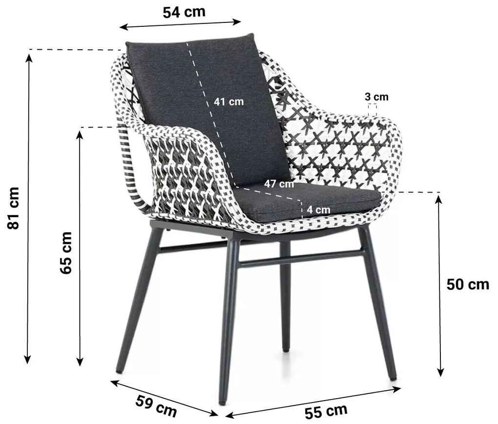 Tuinset 4 personen 164 cm Wicker/Aluminium Zwart Lifestyle Garden Furniture Dolphin/Residence