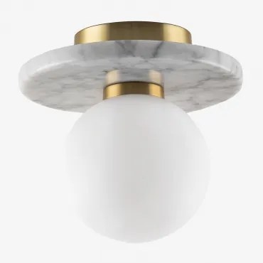 Ronde Plafondlamp Ø20 Cm Van Marmer En Glas Eustace Marmer - Sklum