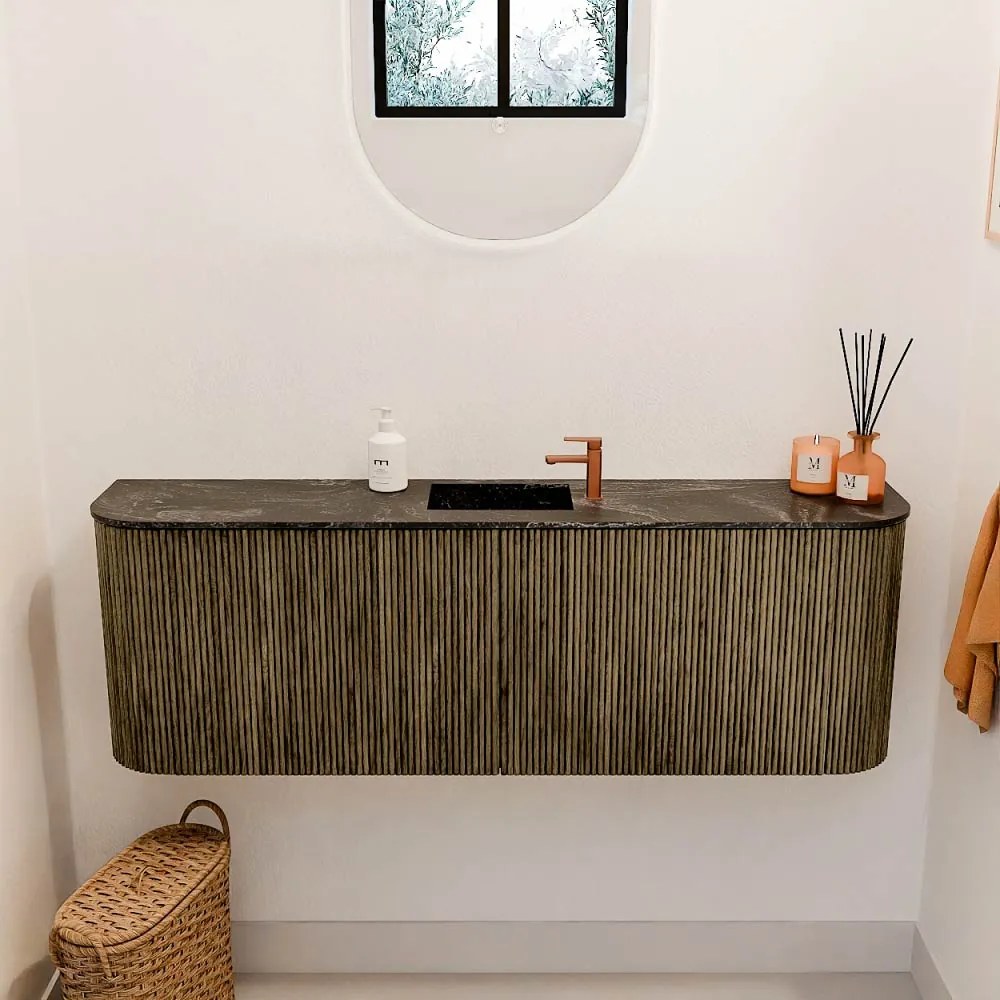 Mondiaz Joya DLux 125cm toiletmeubel ronding links/rechts dusk met wastafel faye midden 1 kraangat lava