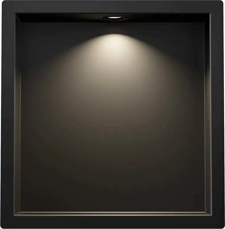 Mueller Black inbouwnis met LED verlichting 30x30cm zwart mat
