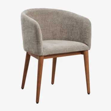 Set Van 2 Bunia Gestoffeerde Eetkamerstoelen Met Armleuningen Donker Hout & Stof Zandbruin - Sklum