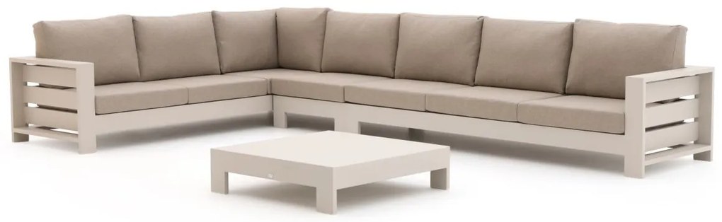 Hoek loungeset Bellagio  | 7 personen | Loungeset Beige | Hoekbank Aluminium | 420x265cm | Kees Smit Tuinmeubelen