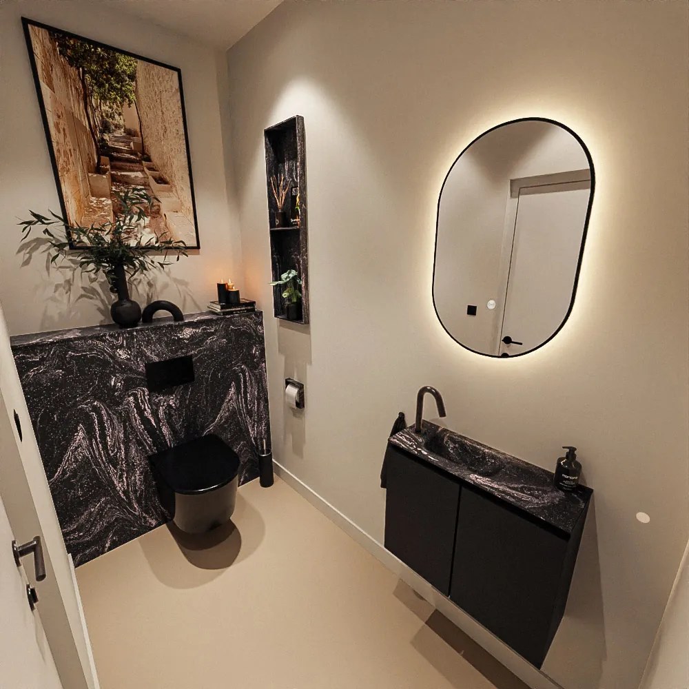 Mondiaz Ture DLux toiletmeubel 60cm urban met wastafel lava links met kraangat