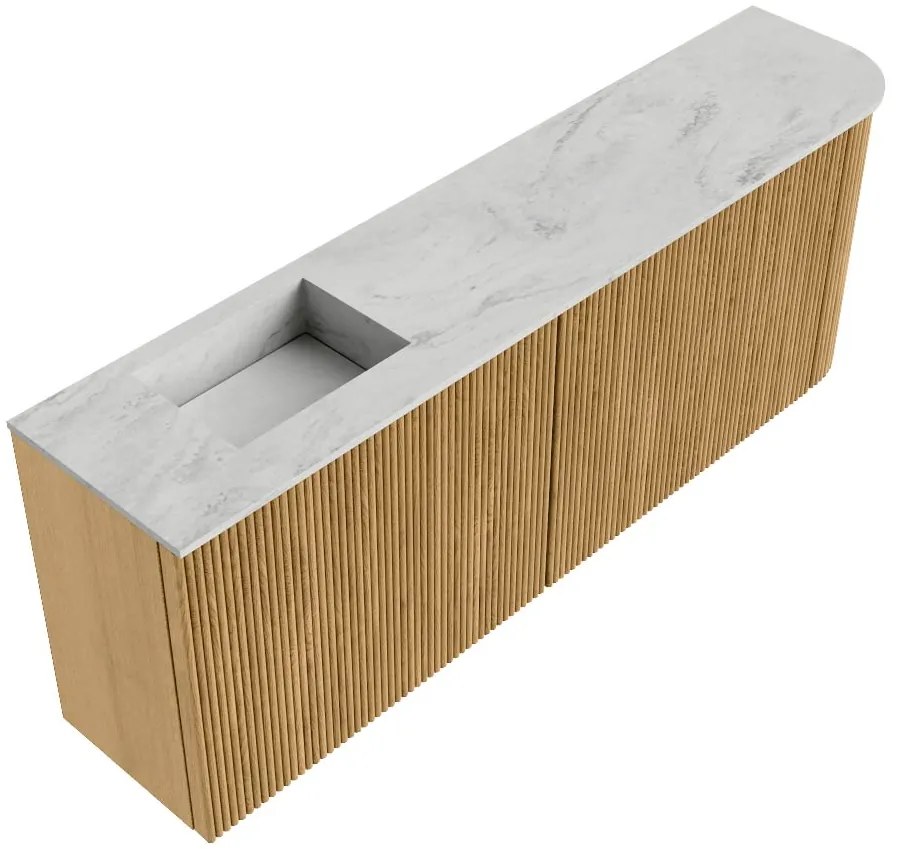 Mondiaz Joya DLux 110cm toiletmeubel ronding rechts oak met wastafel faye links zonder kraangat opalo