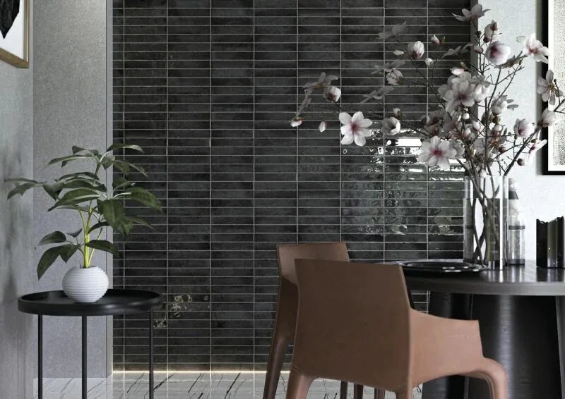 Jabo Kalon wandtegel antraciet 5x25cm glans