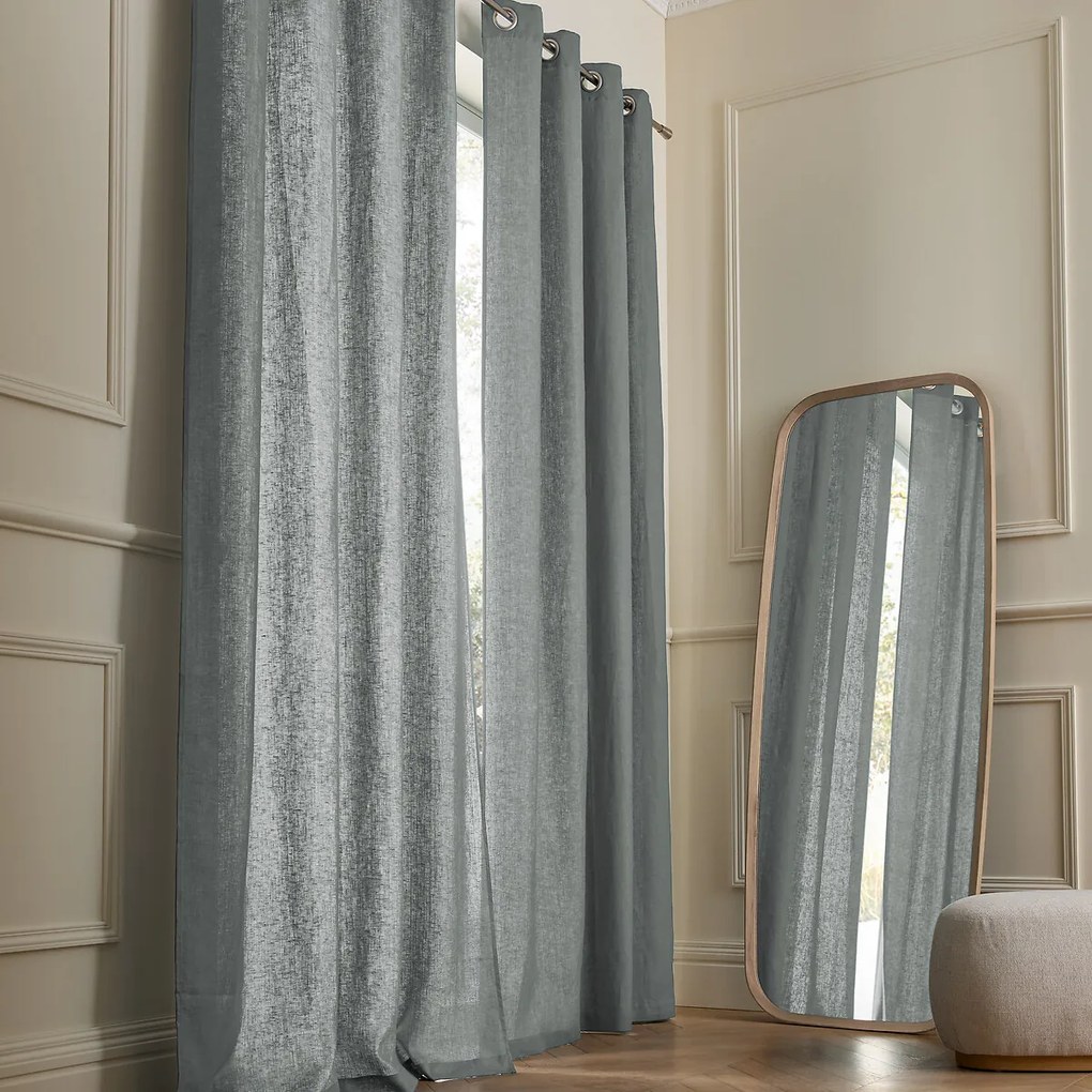 Gordijn in gewassen linnen met oogjes, Private