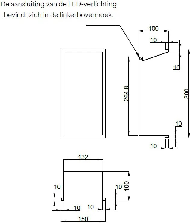 Hotbath &More inbouwnis met verlichting 30x15x10cm geborsteld zwart PVD