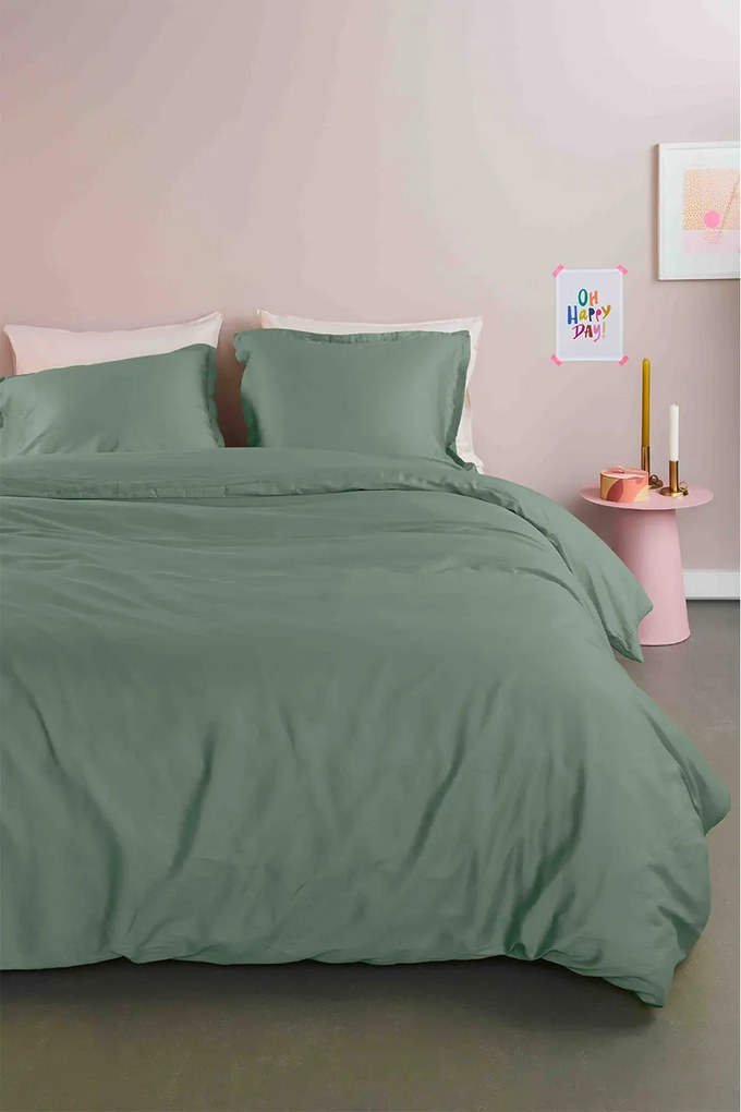Ambiante Satin Dekbedovertrek Uni Grey Green – Bij Swiss Sense