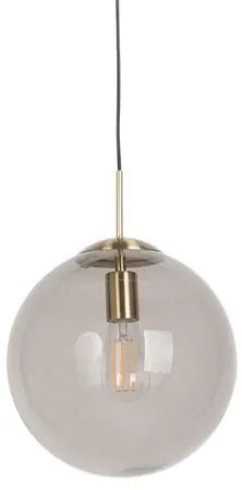 Smart hanglamp messing met smoke glas 30 cm incl. Wifi ST64 - Ball