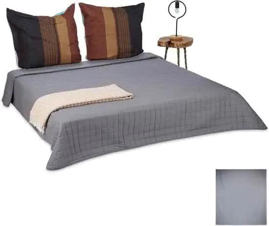 Beddensprei grijs - plaid - deken - sprei - gewatteerd - polyester - wasbaar 220x240cm