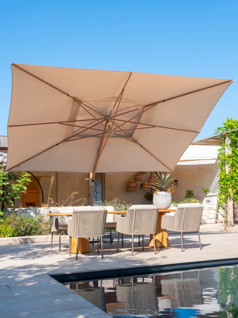 4-Seasons Hacienda zweefparasol 300 x 400 cm. - Woodlook/Sand