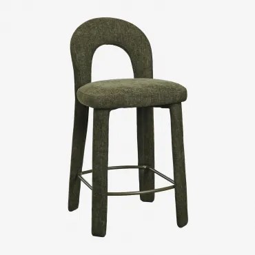 Gepolsterde Hoge Kruk Van Ijzer Gianis ↑65 Cm & Chenille Saliegroen - Sklum