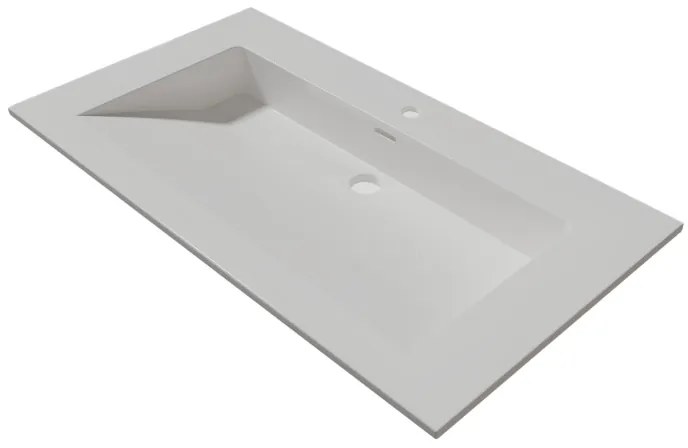 Lambini Designs Flora solid surface wastafel 80cm met kraangat wit mat