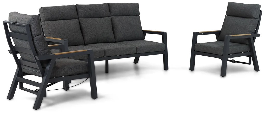 Stoel en Bank Loungeset 5 personen Aluminium/teak Grijs Lifestyle Garden Furniture Marseille