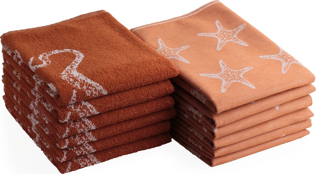 Keuken- & Theedoek oceaan – set van 12 – terracotta