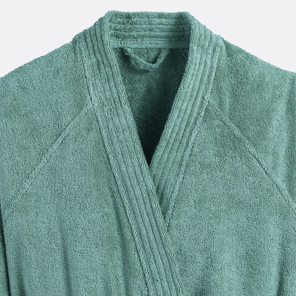 Badjas in badstof, kimono kraag, 450g/m², Haxel