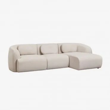 3-delige Modulaire Rechter Chaise Longue Bank In Chenille Coquette Chenille Crèmebeige - Sklum