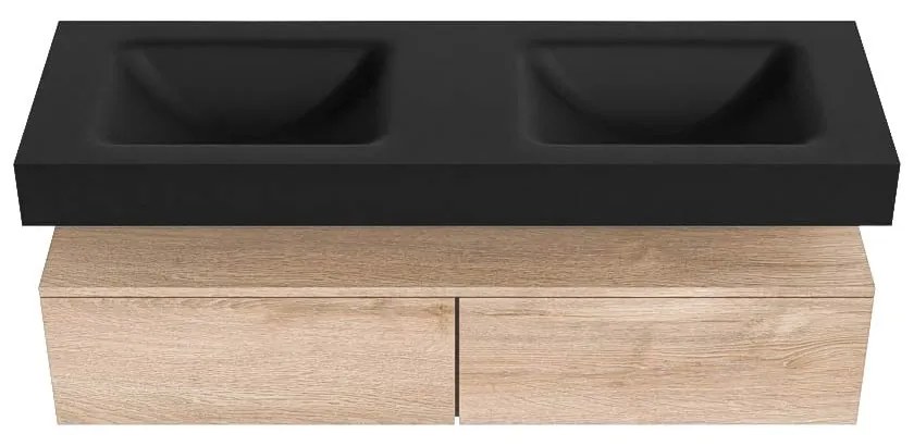 Zaro Alan badmeubel 140cm washed oak 2 lades met vrijhangende wastafel cloud dubbel zonder kraangat urban