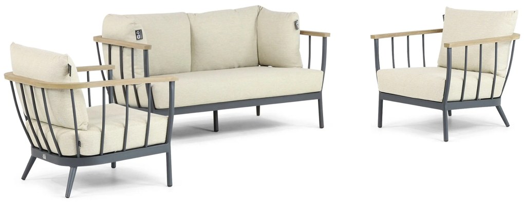 Stoel en Bank Loungeset 4 personen Aluminium/Teak Grijs  Apple Bee Condor