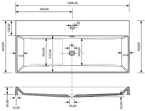 Fontana Kolo wastafelmeubel mat wit 100cm mat witte wastafel 0 kraangaten