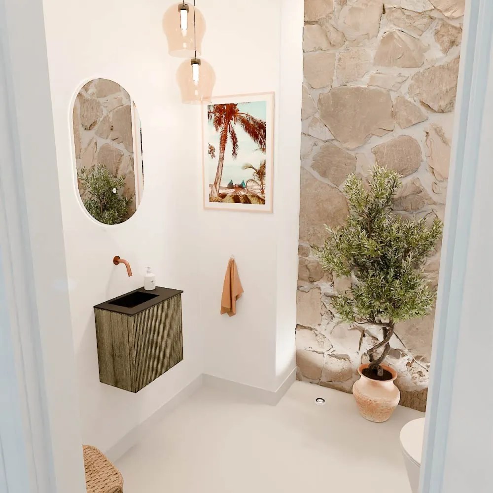 Mondiaz Joya 40cm toiletmeubel dusk met wastafel faye links zonder kraangat urban